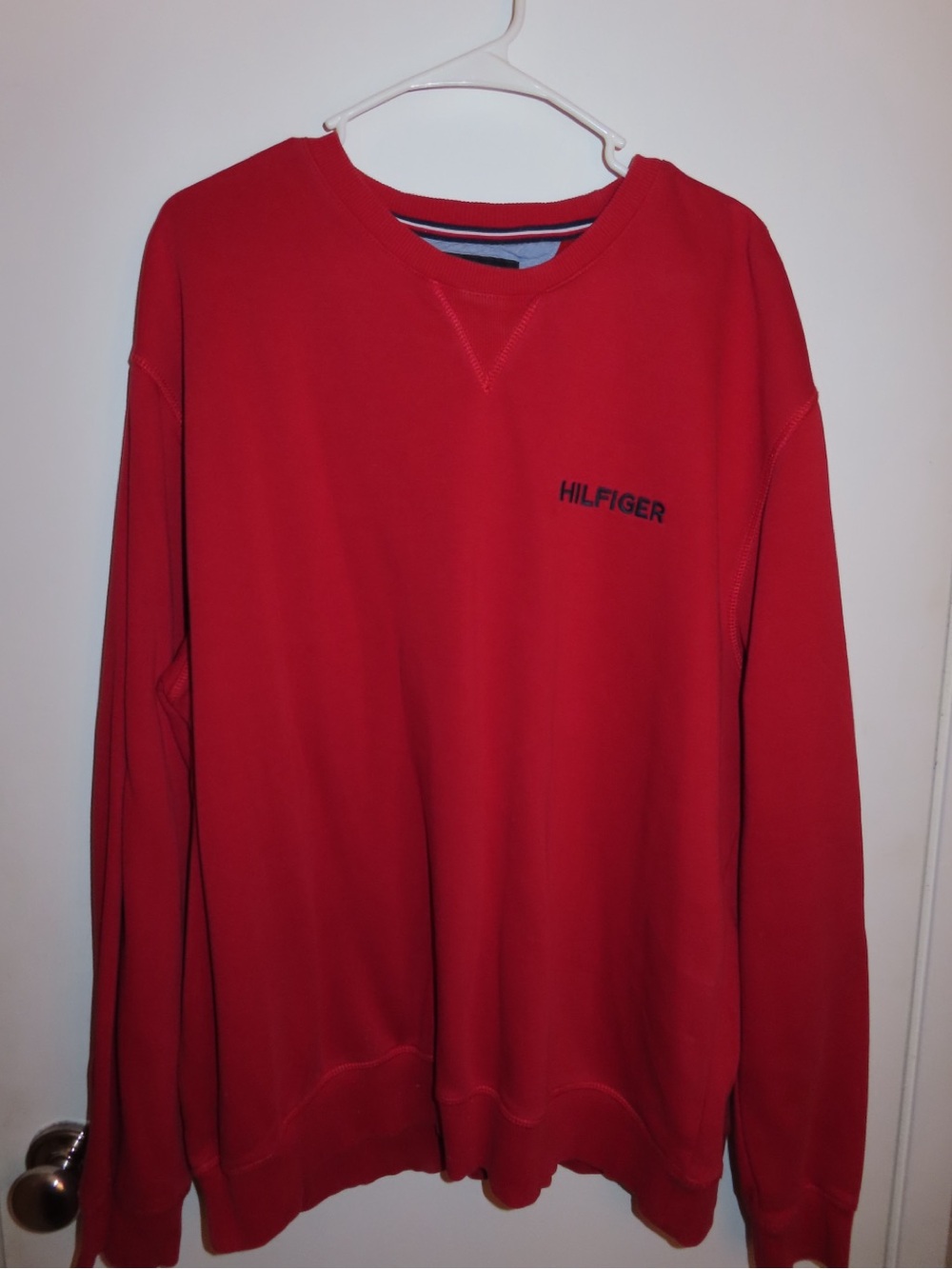 Tommy Hilfiger Red Crewneck Sweatshirt with Subtle Logo